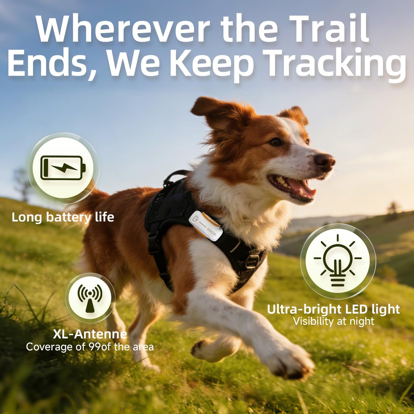 Next-Gen GPS Dog Tracker + 36-Month Plan | Real-Time Location & Escape Alerts | Health Monitoring | Waterproof | iOS & Android Compatible | for Dogs 35lbs+ (White)
