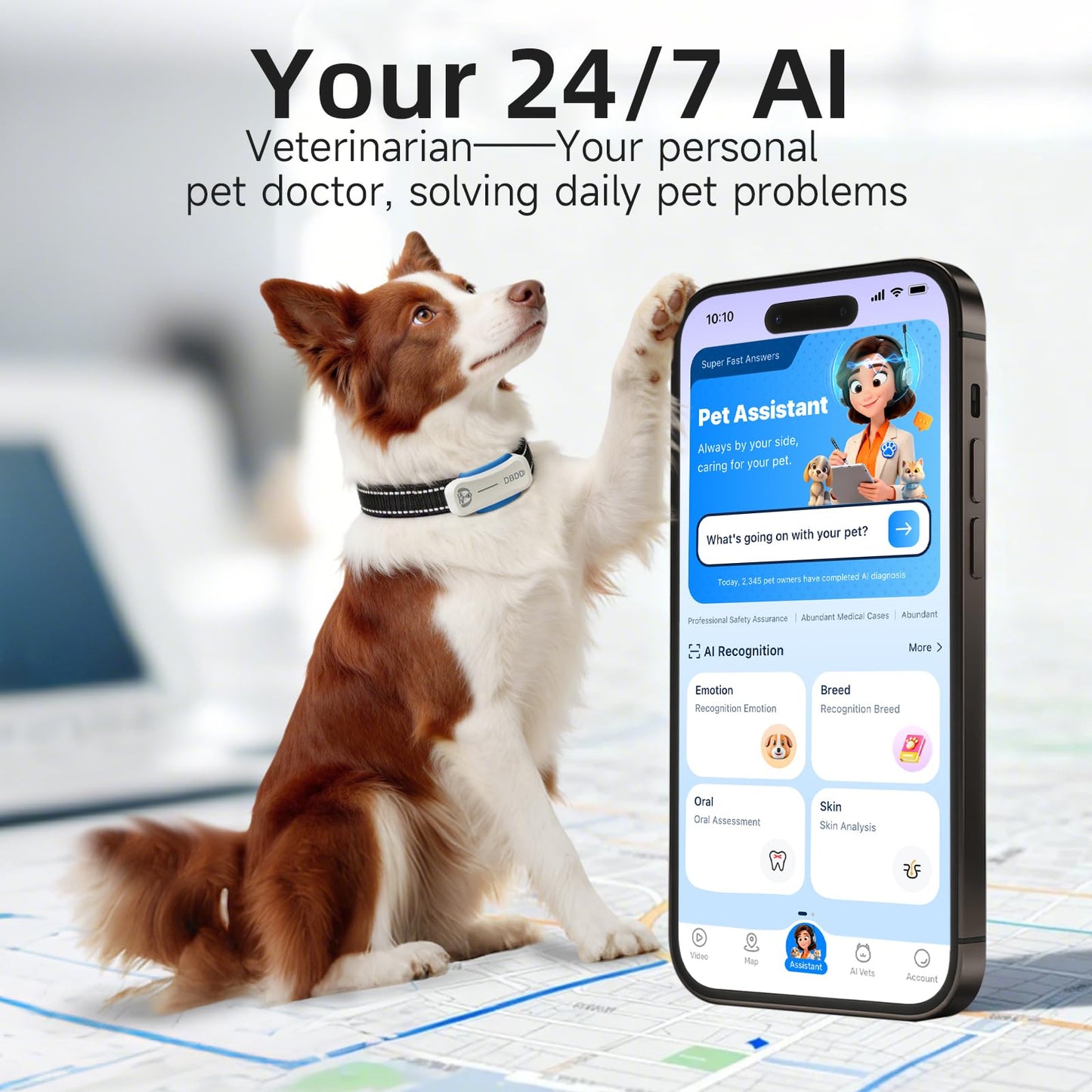 Next-Gen GPS Dog Tracker + 36-Month Plan | Real-Time Location & Escape Alerts | Health Monitoring | Waterproof | iOS & Android Compatible | for Dogs 35lbs+ (White)