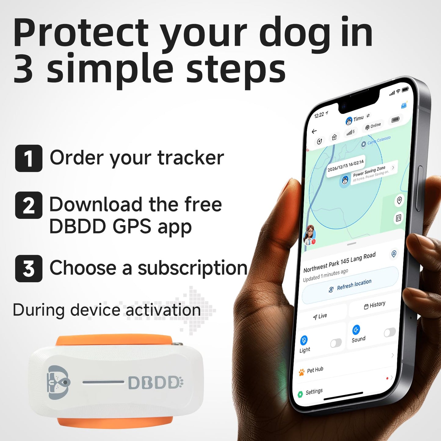 Next-Gen GPS Dog Tracker + 36-Month Plan | Real-Time Location & Escape Alerts | Health Monitoring | Waterproof | iOS & Android Compatible | for Dogs 35lbs+ (White)